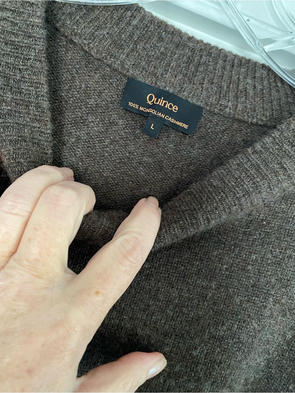Quince Mongolian Cashmere Oversized Crewneck Sweater in Truffle Brown